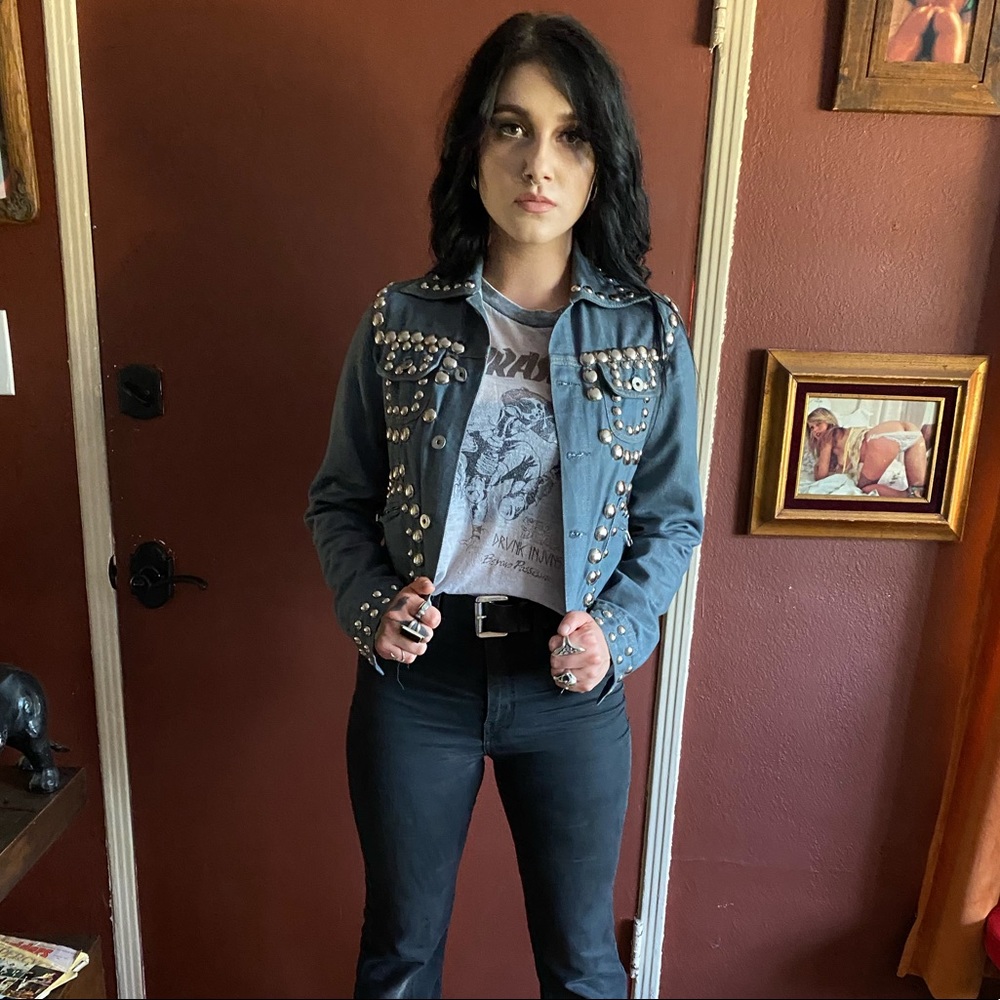 SOLD! Vintage studded jean jacket!